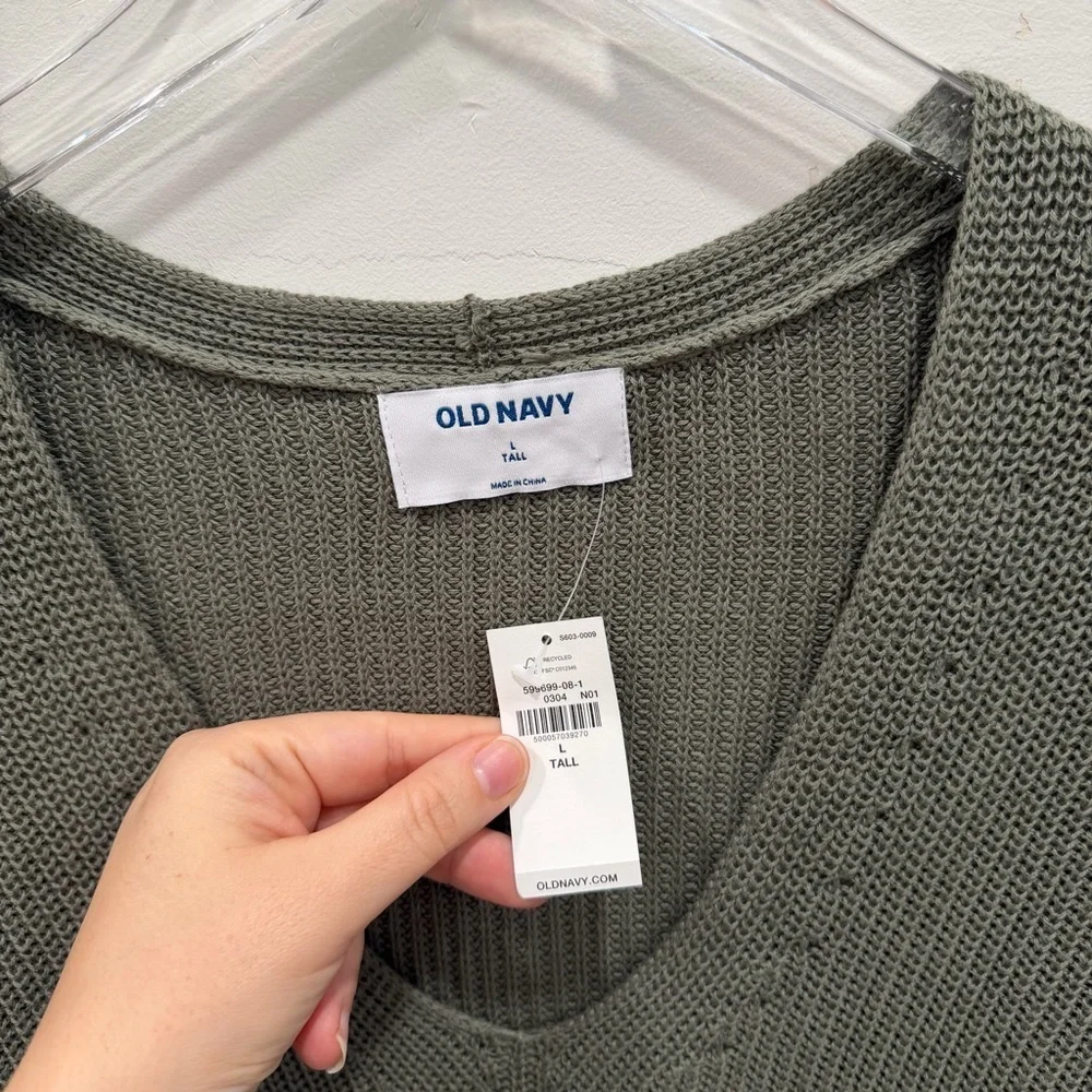 Old Navy Textured V-Neck Sweater Tunic Green Large Tall